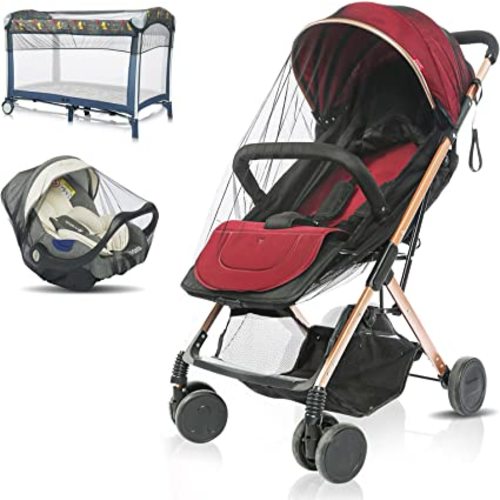 Moustiquaire pour bébé pour poussette, filet visible en maille respirante pour berceau, pack n play, siège auto, camping, voyage (noir)
