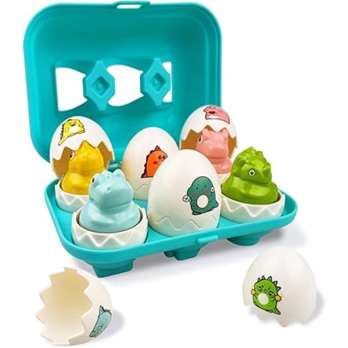 Pinkiwine Christmas Hide & Squeak Dinosaur Eggs Montessori Sorting & Matching Learning Toys for Toddlers Kids Boys Girls Christmas Stocking Stuffers Gifts Party Favors