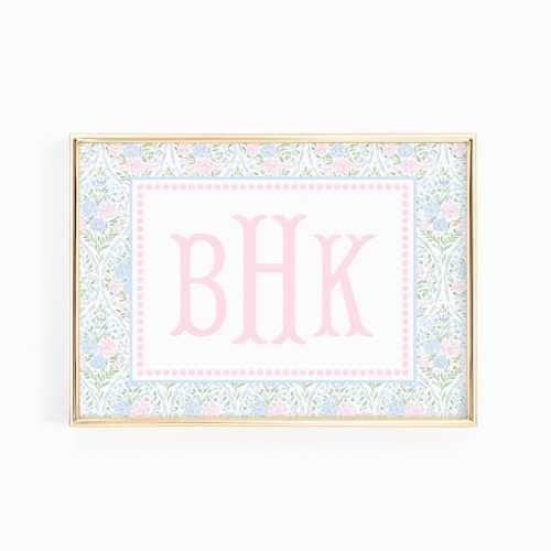 Custom Baby Monogram Wall Art, Grand Millennial Floral Nursery Decor