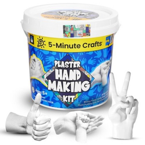 As Seen On TV 5-Minute Crafts Hand Plaster Casting Kit for Kids Ages 6+, DIY Hand Mold Sculpture Craft Set