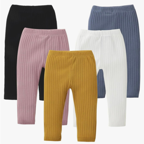DREAM BUS 5 Pack Toddler Girl Pants Baby Girl Solid Ribbed Pants Toddler Girls Bottoms Leggings Newborn Cotton Jogger