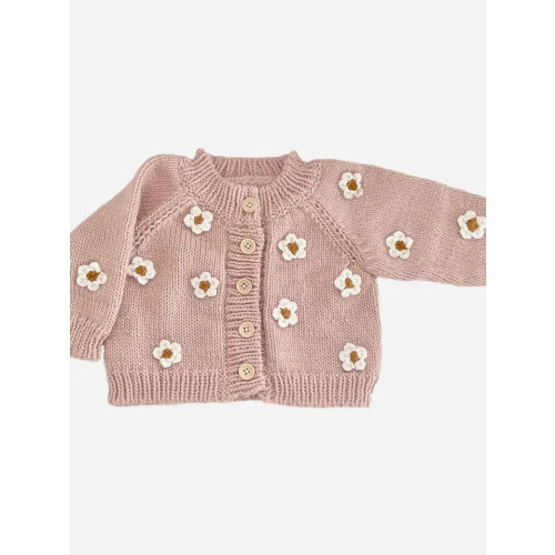 The Blueberry Hill Blush Flower Cardigan for Kids | Adorable Floral Design & Soft Comfort