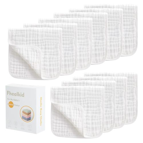 Muslin Burp Cloths Sets Newborn Baby Boy Essentials Must Haves 100% Cotton 10 Pack 22" X 10",6-Layer Baby Bibs & Burp Cloths for Baby Drool and Messes - Soft, Safe & Gentle for Boys & Girls Multi