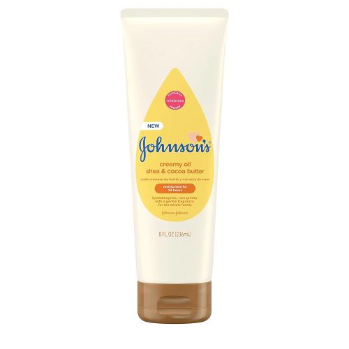 Johnson's Baby Creamy Oil for Baby with Shea & Cocoa Butter, Moisturizing Body Lotion, 8 fl. oz (Packaging May Vary)