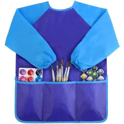 Kopokita Kids Art Smock, Toddlers Painting Apron Waterproof Children Artist Smock With Long Sleeve and 3 Pockets