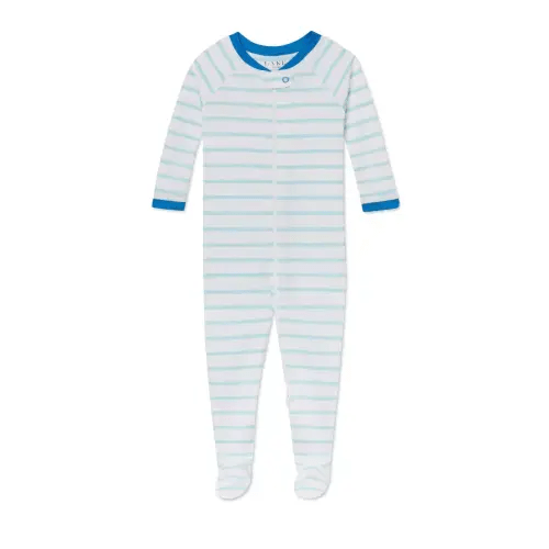 LAKE | Baby | Pima Cotton Pajamas | Salt Spray Anchor Stripe Baby Sleeper