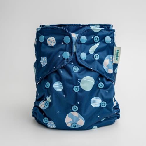 Out of This World (Navy): Essentials Pocket Cloth Diaper with Athletic Wicking Jersey, Grows with your Baby