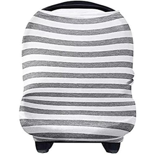 Nursing Cover Breastfeeding Scarf - Baby Car Seat Covers, Infant Stroller Cover, Carseat Canopy for Girls and Boys by Yoofoss (Grey Stripe)