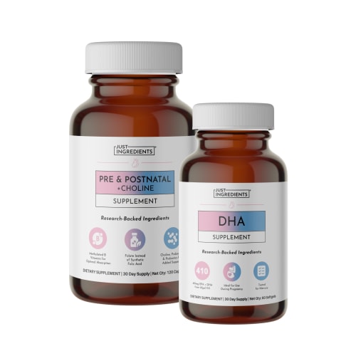Prenatal & Postnatal + DHA — 25+ Vitamins, VitaCholine & Algal DHA | Just Ingredients