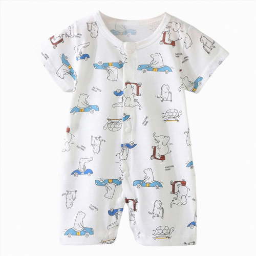 Hessimy Newborn Baby Boy Romper Summer Clothes Short Sleeve Round Neck Playsuit Infant Boy Outfit,Cozy(Mint Green,6-12 Months)