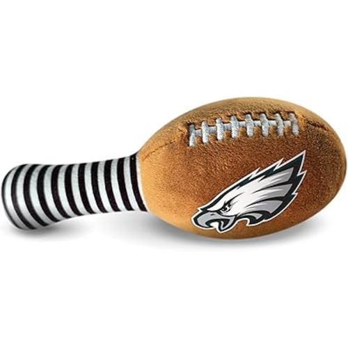 Philadelphia Eagles Plush Football Rattle by Smilo - Officially Licensed NFL Baby Rattle Toy - Soft Baby Rattle with Bell - for Babies and Toddlers from 3 Months