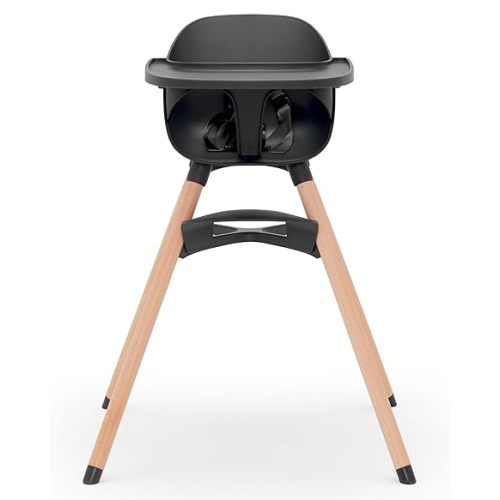 Lalo The Chair Convertible 3-in-1 High Chair for Babies & Toddlers, Dishwasher Safe Tray, Adjustable Footrest, Licorice