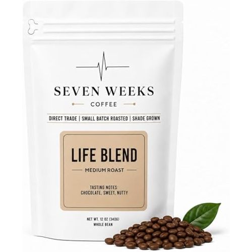 Seven Weeks Life Medium Roast, Ethiopian Chocolatey Mold Free Coffee, 12oz