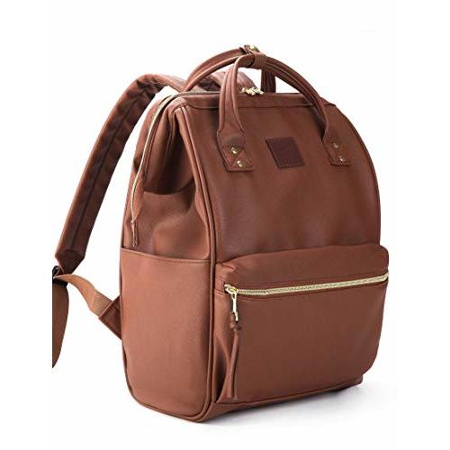 Kah&Kee Leather Laptop Backpack for Women 16 inch Teacher Work Travel Bag | Premium water-resistant PU leather. Fits 15.6″ & 16″ laptops. Anti-theft pocket, luggage strap. Ideal for daily commute.