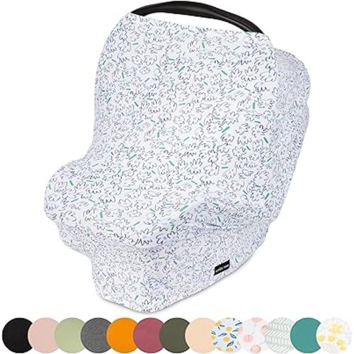 Simka Rose Car Seat Cover Baby & Nursing Cover Up for Breastfeeding – Breathable Multi-Use Privacy Nursing Canopy, Soft Stretchy Rayon Blend Carseat for Baby Boys & Girls – Blue Flowers