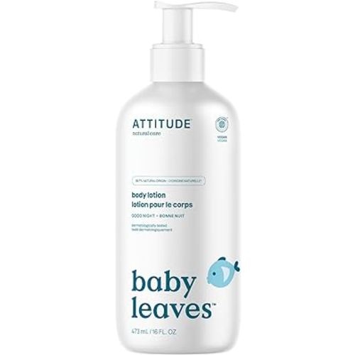 ATTITUDE Baby Lotion, EWG Verified Moisturizer, Dermatologically Tested Moisturizing Cream, Vegan and Cruelty-Free, Good Night, 16 Fl Oz