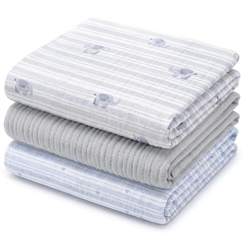 Muslin Swaddle Blankets for Newborns, 3 Pack Multipurpose 100% Organic Cotton, Ultra Soft Breathable Receiving Blanket 47 x 47 inches, Swaddle Wrap for Baby Boys & Girls