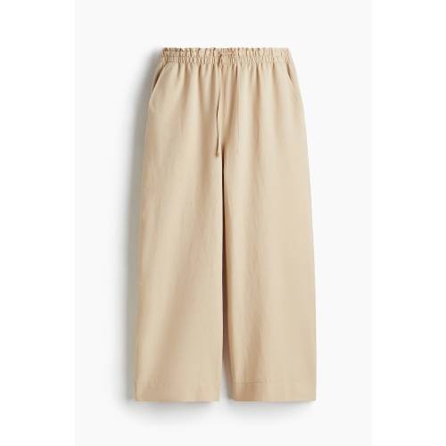 LINEN-BLEND CROP PANTS