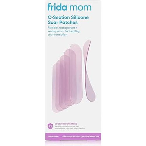 Frida Mom C-Section Silicone Scar Patches Reusable Medical Grade Treatment Great for Keloid Scars 6 8" Long with Case and Pouch Included