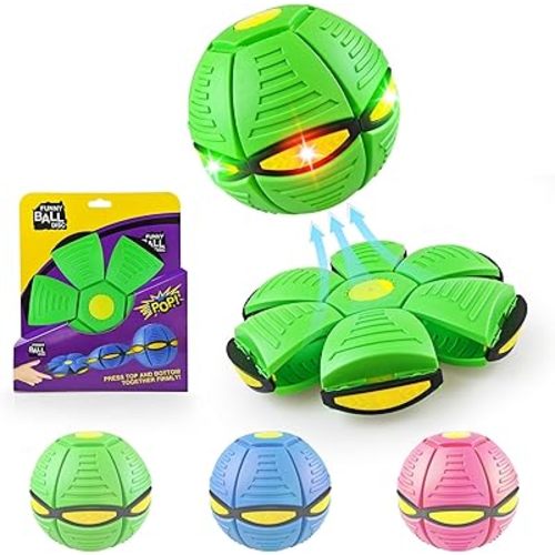 Magic Bouncing Ball 6-Light Dual Form – Pop up, Meta Ball Metaball Transforming Design – Flying Saucer Bouncy – Interactive Bouncing Balls for Parent-Child Interaction – Gift Pack –Green