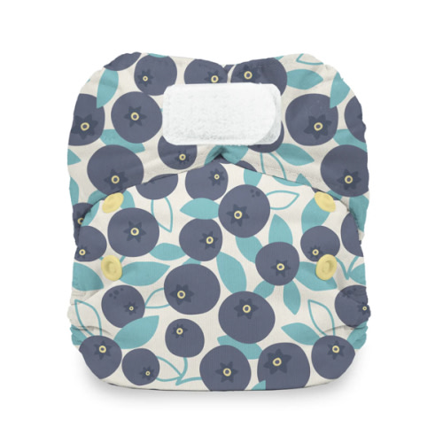 Thirsties Natural Newborn All-in-One: “Blueberry” print - Hook and Loop Closure