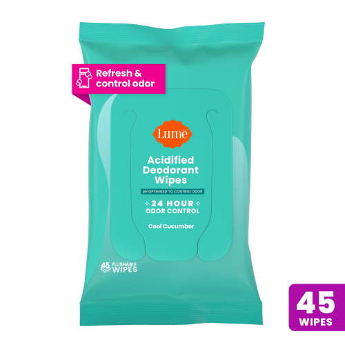 Lume Underarm Deodorant Wipes - Travel Size, Sweat Protection, Cucumber Scent, 45ct Pouch
