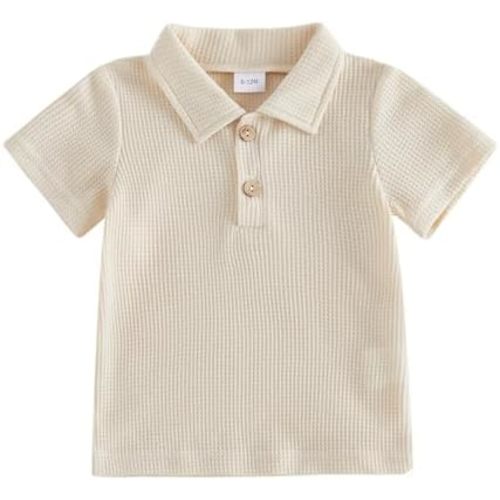 Toddler Baby Boy Short Sleeve Shirt Waffle Knit Summer Clothes Solid Color Polo T-Shirt Top Outfit