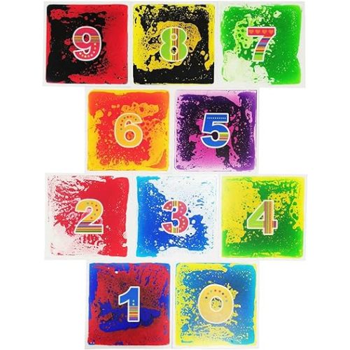 Art3d 10-Tile Sensory Room Tiles Multi-Color Liquid Encased Floor Playmat Kids Play Floor Tiles, 19.7" Large Tile 27 Sq.Ft