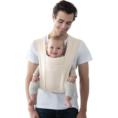 Ergobaby Embrace Baby Carrier Newborn to Toddler - Lightweight Ergonomic Baby Carriers - Cozy Essentials (7-25 Pounds), Ponte Knit, Cream