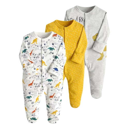 MEZZALL Baby Footie Pajama with Mitten Cuffs, Double Zipper Cotton clothes Sleeper Pjs, Footed Sleep Play