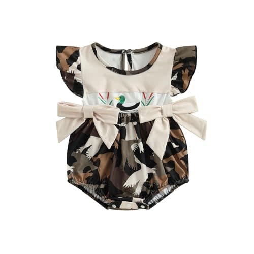 GOOCHEER Infant Baby Girl Summer Romper Bodysuit Mallard Duck Ruffle Sleeveless Jumpsuit Shirt Summer Clothes