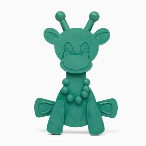 Bambeado 100% Natural Baltic Amber Baby Teether Toy, Soothing Rubber Giraffe (Green)