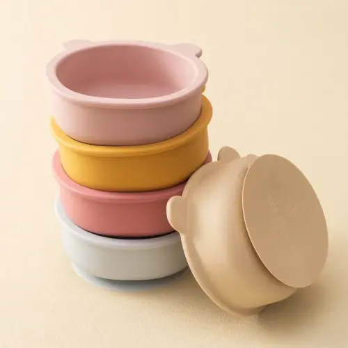 1PC Silicone Tableware Suction Cup Bowl Eating Training Supplies Cartoon Cute Bear Shape Bowl Kitchen Accessories Tableware