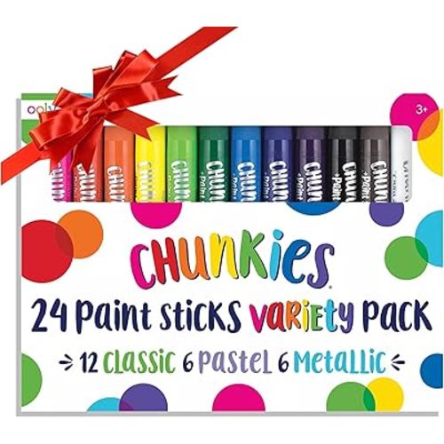 Ooly Chunkies 24 Paint Sticks For Kids, Tempera Paint Sticks Variety Set, Includes Classic, Pastel & Metallic No Mess Quick Drying Colors