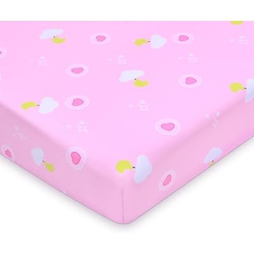 UOMNY Crib Sheet, Pink Clouds Crib Sheets Baby Sheet for Standard Crib and Toddler Mattresses Nursery Bedding Sheet Crib Mattress Sheets for Boys and Girls 1 Pack Toddler Sheet