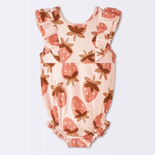 Baby Girls' Strawberry Ruffle Tank Romper - Cloud Island™ Light Pink 3-6M