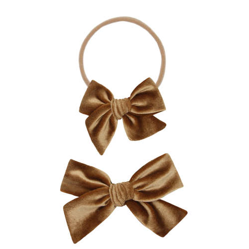 Velvet-Cinnamon Bow Headband Small