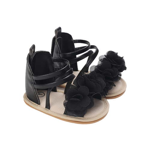 Newborn Baby Girls Boys Casual Sandals, Flower Patchwork Bandage Soft Sole Non-Slip Princess Flat Shoes