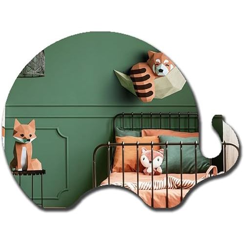 Elephant Acrylic Mirror Non-Glass Shatterproof Mirror Lovely Animal Unbreakable Wall Mirror Decorative Frameless Mirrors for Home Room Decoration Gift for Kids Women Men
