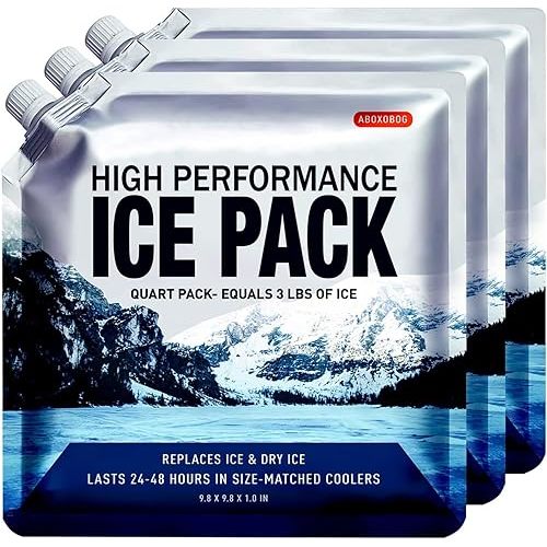 Reusable Ice Packs for Coolers Long Lasting Gel Freezer Packs for Cooler Bag Lunch Box,Keeps Food Cold Fresh (3 Pack, L(9.8"x9.8"))