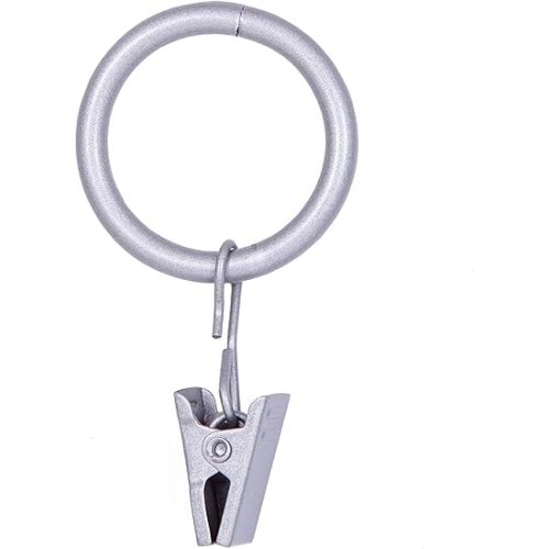 Kenney Clip Rings for 5/8" to 3/4" Diameter Curtain Rods, Brushed Nickel, 14-Pack