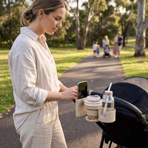 Universal Pram Cup Holder with Phone Holder – Little Australian