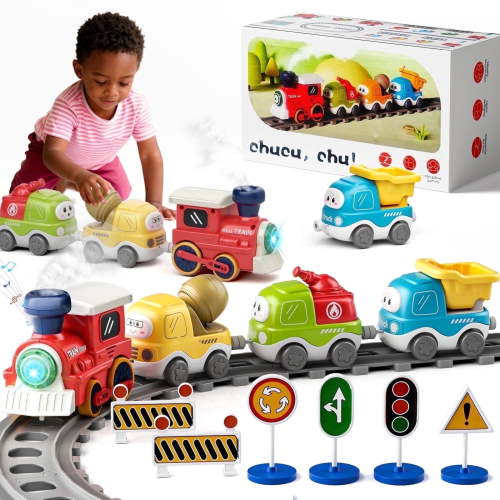 Dimoarch Toys for 1-3 Year Olds, Train Set with Steam, Lights and Music