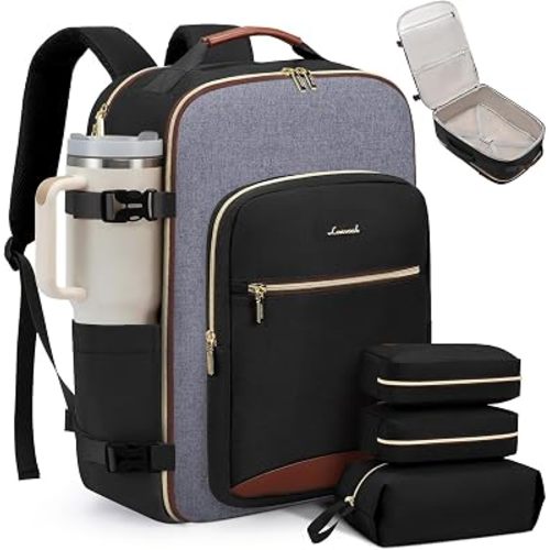 LOVEVOOK 40L Travel Backpack for Women & Men, Airline Approved Carry On Luggage with 3 Packing Cubes, TSA Overnight Bags, Waterproof Personal Item Bag, Weekender Essentials Backpacks fits 17" Laptop