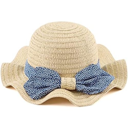 Baby Girl Straw Hat Toddler Summer Beach Hats with Bowknot Sun Protection Hats for Kids Girls