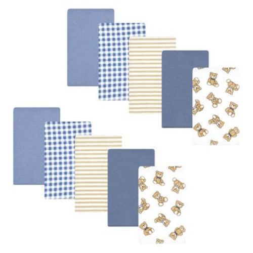 Hudson Baby Cotton Poly Infant Boys Flannel Burp Cloth 10pk, Gentleman Bear, One Size
