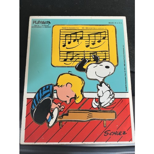 Vintage Schroeder & Snoopy Board Puzzle Peanuts Playskool 230-14 CL