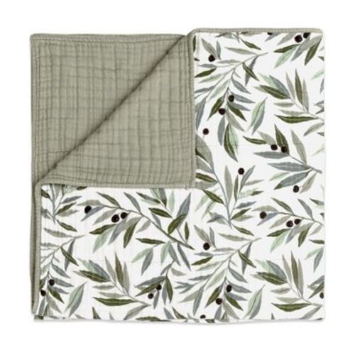 Babyletto Quilt in 3-Layer GOTS Certified Organic Muslin Cotton - Olive Branches