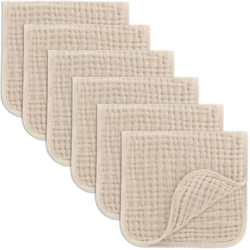 Comfy Cubs Muslin Burp Cloths 20" x 10", Pack of 6 - Large, 6-Layer, Ultra Absorbent 100% Cotton for Baby Drool and Messes - Soft, Safe & Gentle Baby Burp Cloths Set for Boys & Girls - Fern