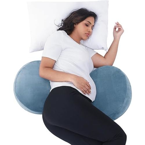 Pregnancy Pillow for Sleeping Memory Foam Maternity Pillow for Side Sleepers, Adjustable Travel Wedge Pillow Support for Back, Belly, and HIPS for Pregnant Women, Navy Blue